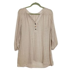 Soft Surroundings Blouse Top Linen Blend Tan Sz S